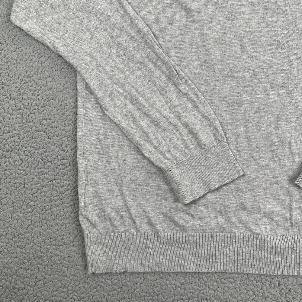 Banana Republic Cotton Sweater Men Large Heather Grey V-Neck Soft Banded Waist